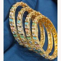 Manisha Jewellery Elegant Pota Stone Kada Bangles Set With Meenakari Work Detailing