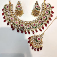 Manisha Jewellery Exclusive Kundan and Pearl Necklace Set with Matching Earrings for Festive Occasions