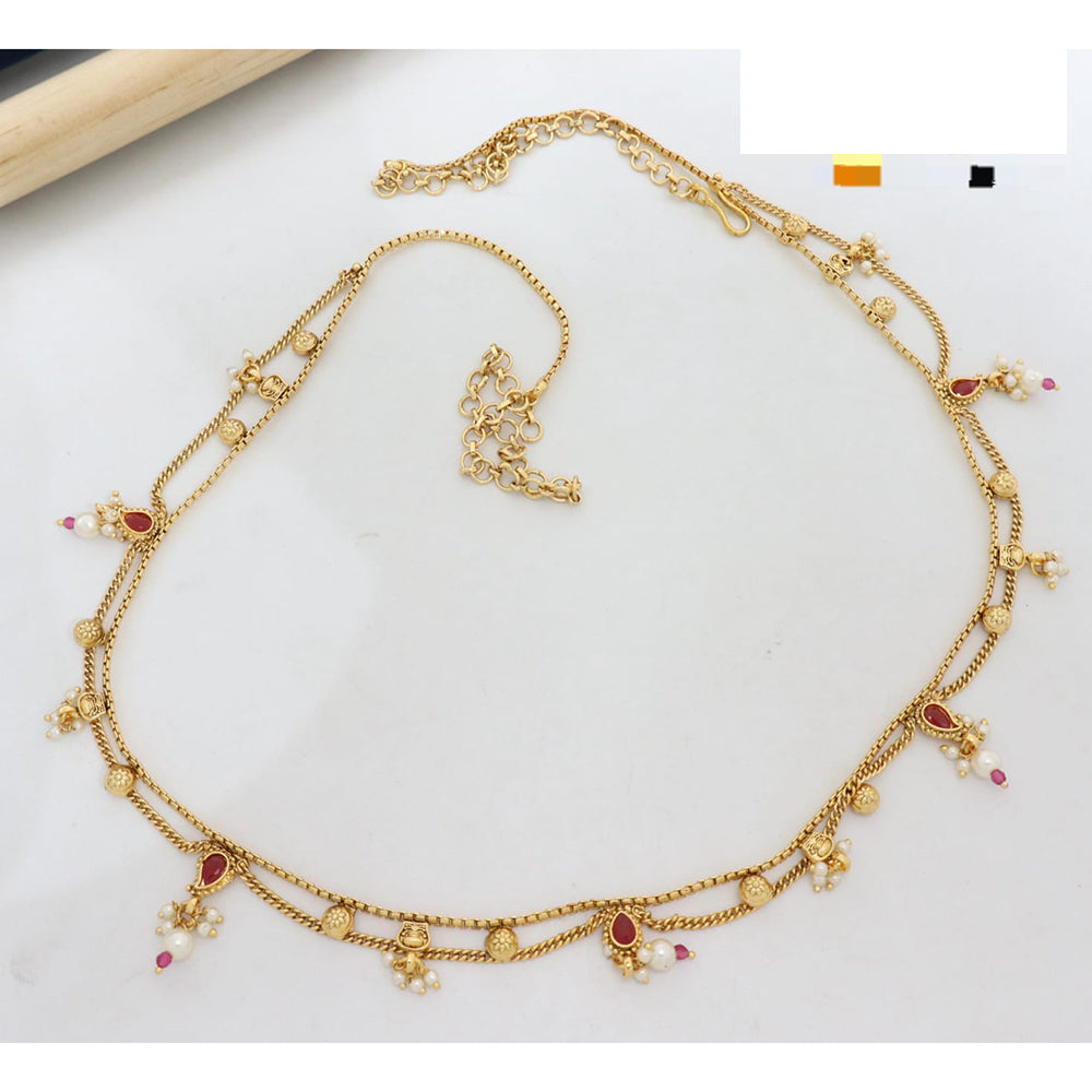 Manisha Jewellery Traditional Pota Stone and Pearl Drops Antique Kamarband
