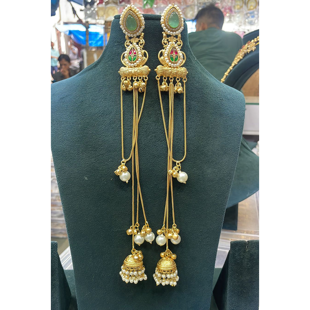 Manisha Jewellery Elegant Pota Stone and Crystal with Dangling Jhumki Earrings
