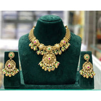 Manisha Jewellery Royal Pota Stone and Beads Necklace Set with Matching Earrings