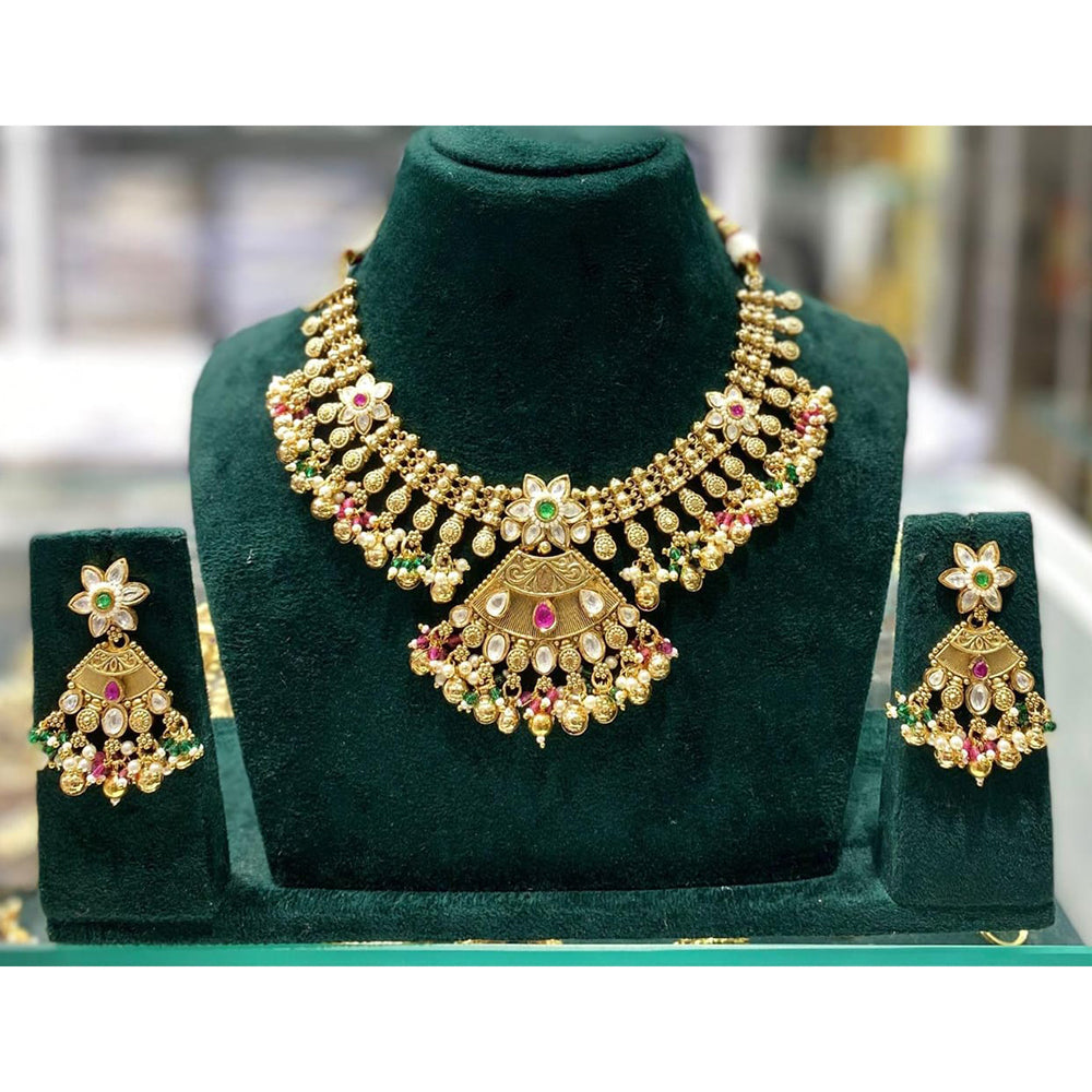 Manisha Jewellery Royal Pota Stone and Beads Necklace Set with Matching Earrings