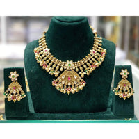 Manisha Jewellery Royal Pota Stone and Beads Necklace Set with Matching Earrings