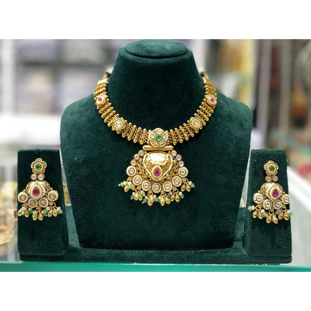 Manisha Jewellery Royal Pota Stone and Beads Necklace Set with Matching Earrings