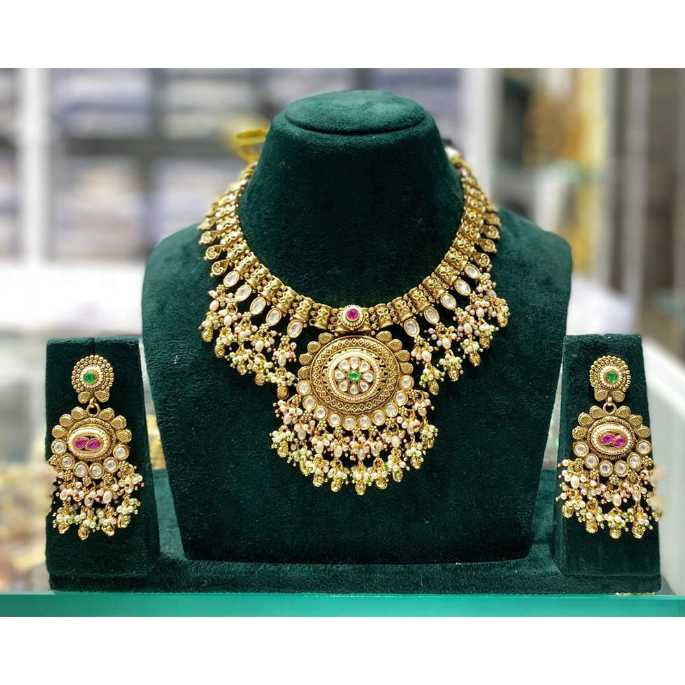 Manisha Jewellery Royal Pota Stone and Beads Necklace Set with Matching Earrings