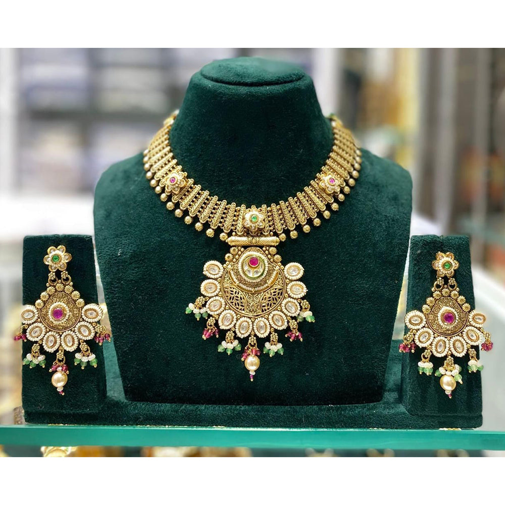 Manisha Jewellery Royal Pota Stone and Beads Necklace Set with Matching Earrings