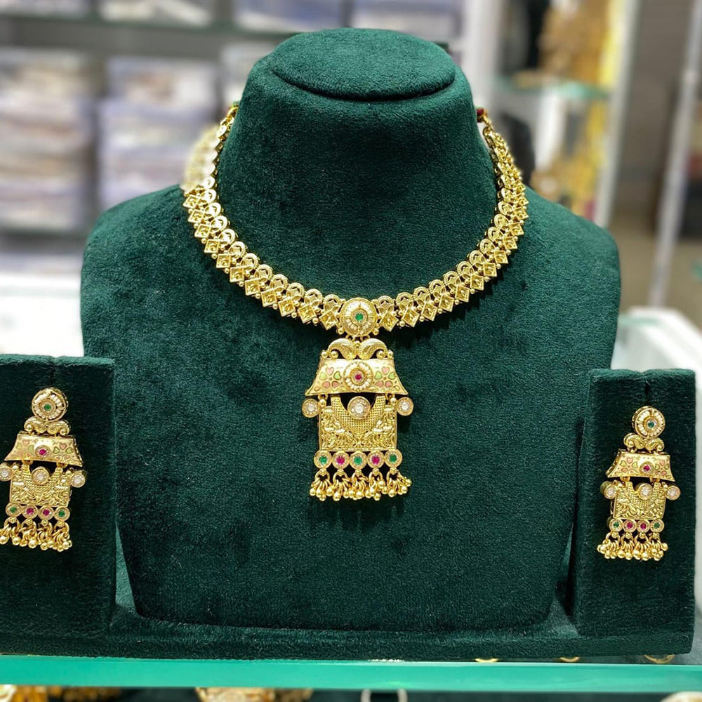 Manisha Jewellery Royal Pota Stone and Beads Necklace Set with Matching Earrings
