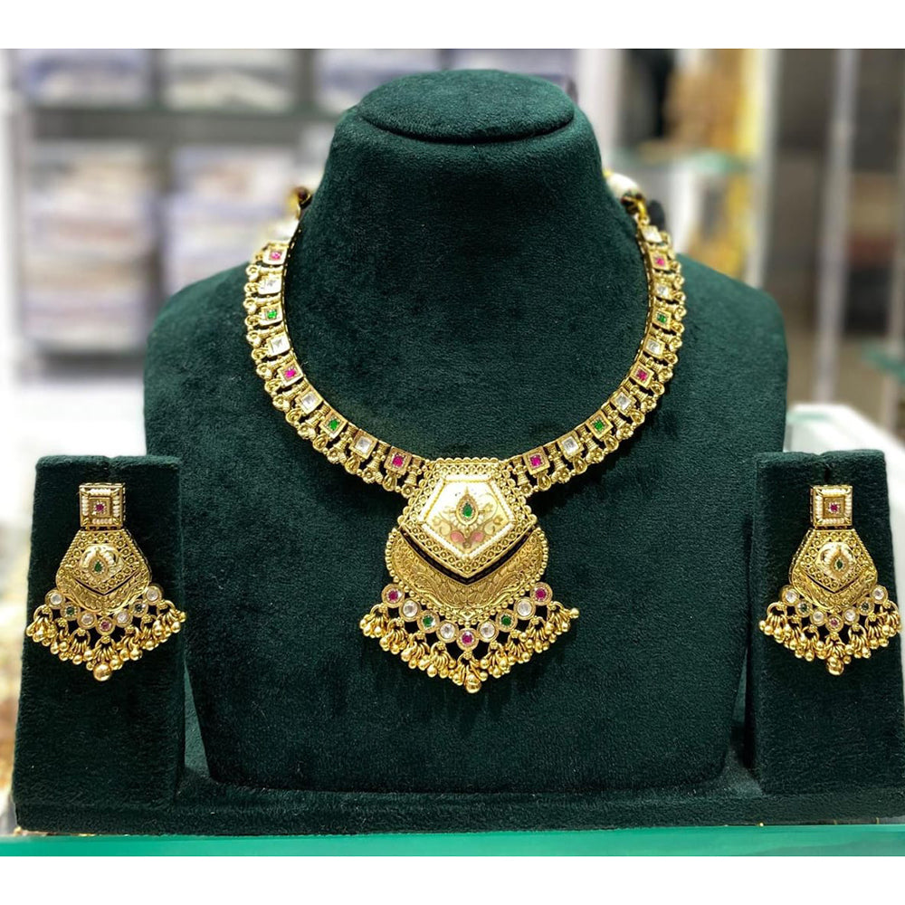 Manisha Jewellery Royal Pota Stone and Beads Necklace Set with Matching Earrings