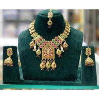 Manisha Jewellery Royal Pota Stone and Beads Necklace Set with Matching Earrings