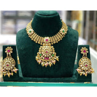 Manisha Jewellery Royal Pota Stone and Beads Necklace Set with Matching Earrings