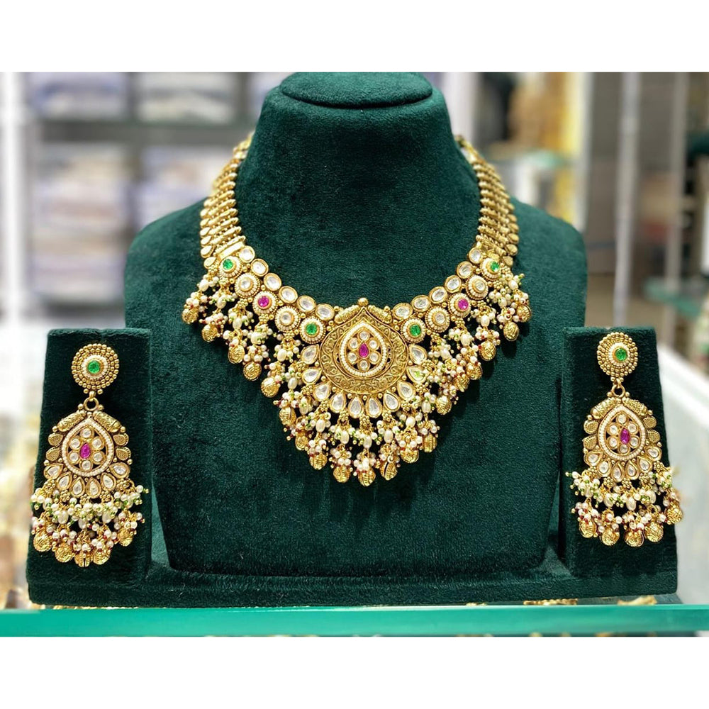 Manisha Jewellery Royal Pota Stone and Beads Necklace Set with Matching Earrings