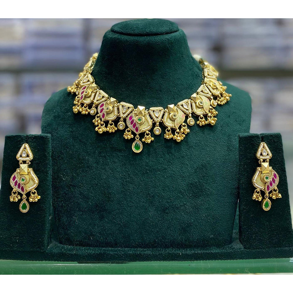 Manisha Jewellery Elegant Traditional Design with Pota Stone Necklace Set