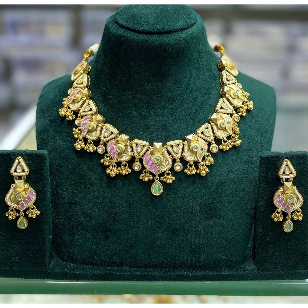 Manisha Jewellery Elegant Traditional Design with Pota Stone Necklace Set