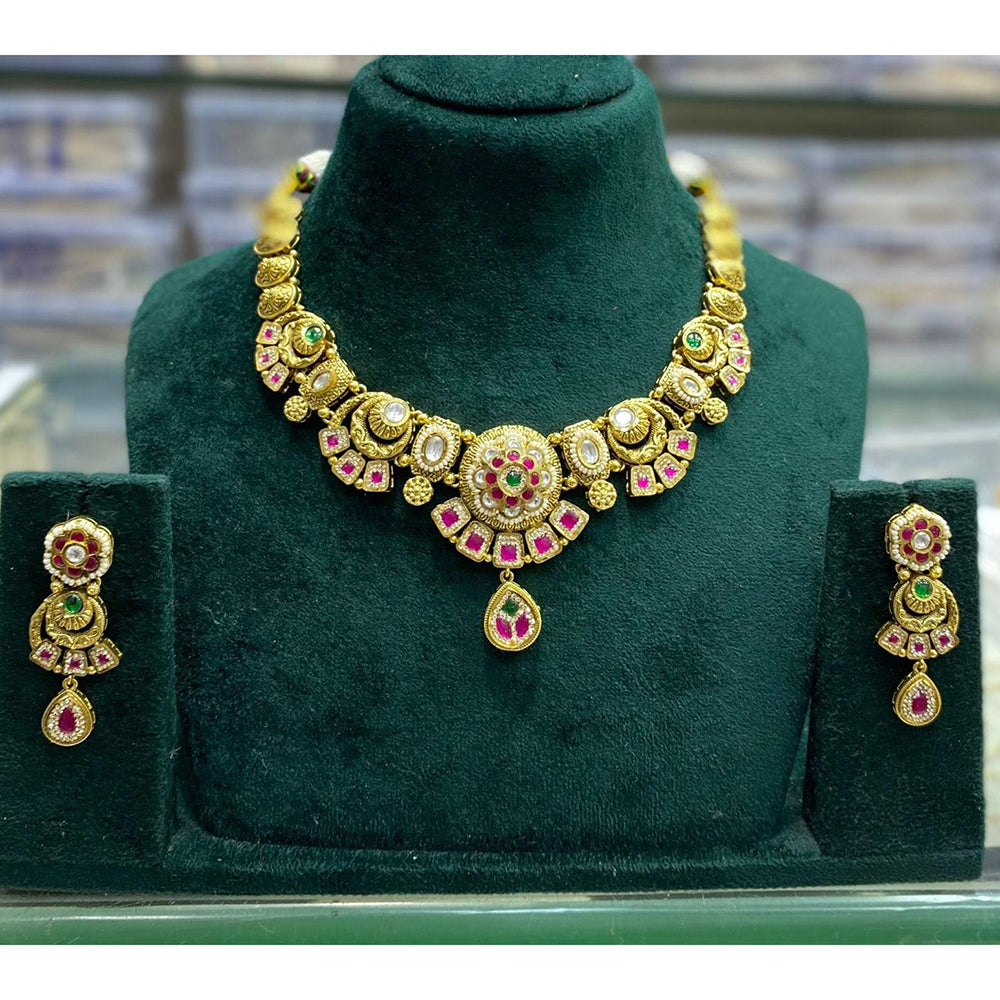 Manisha Jewellery Elegant Traditional Design with Pota Stone Necklace Set