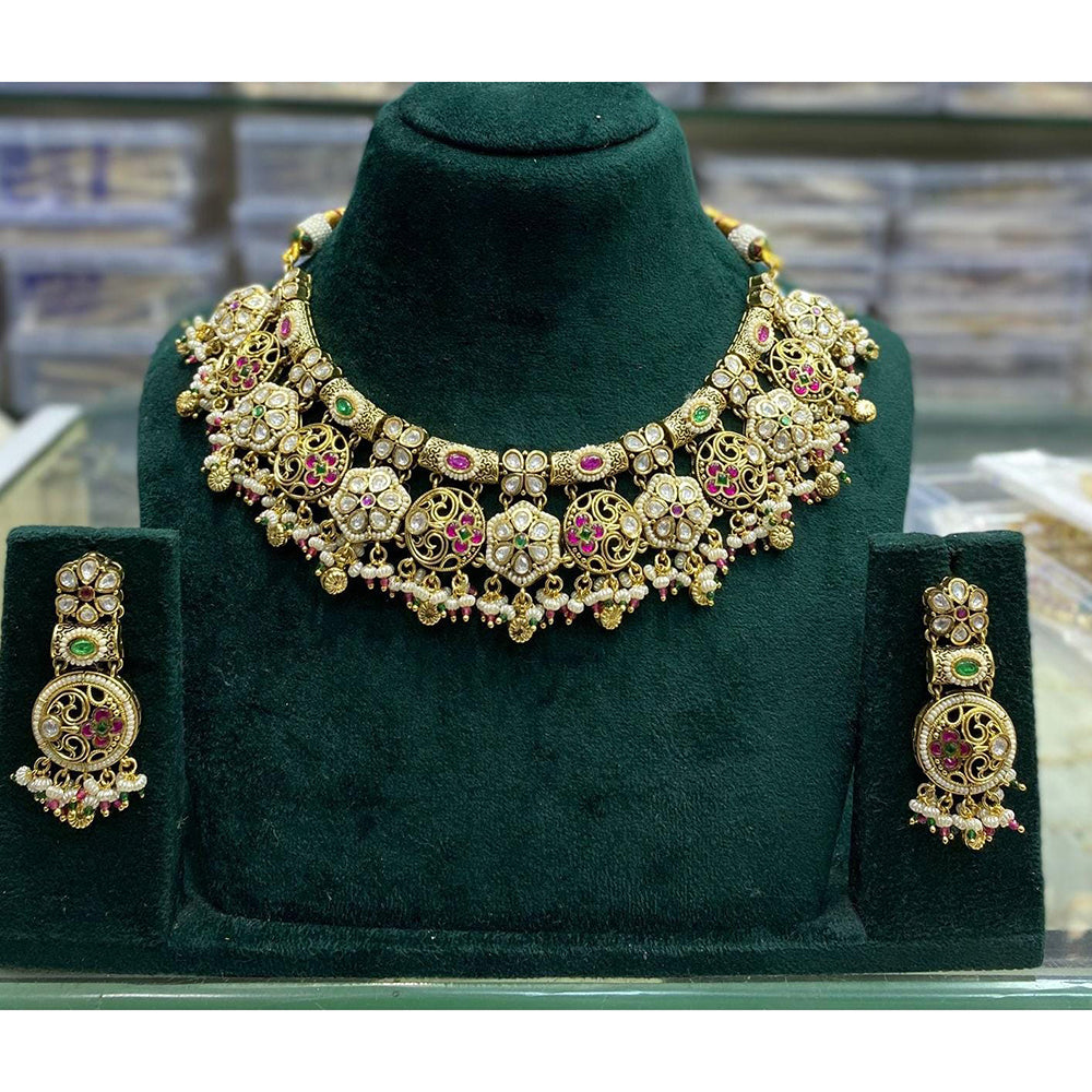 Manisha Jewellery Royal Pota Stone and Beads Necklace Set with Matching Earrings