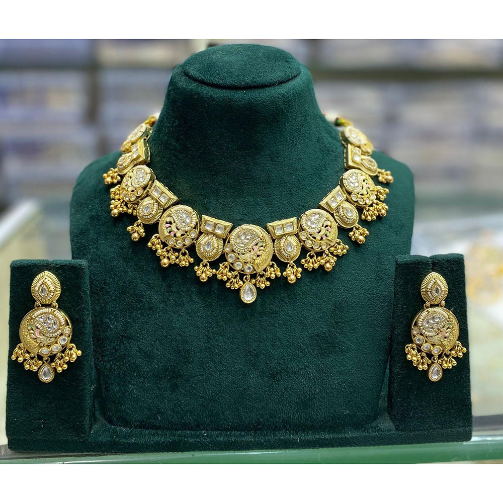Manisha Jewellery Elegant Traditional Design with Pota Stone Necklace Set