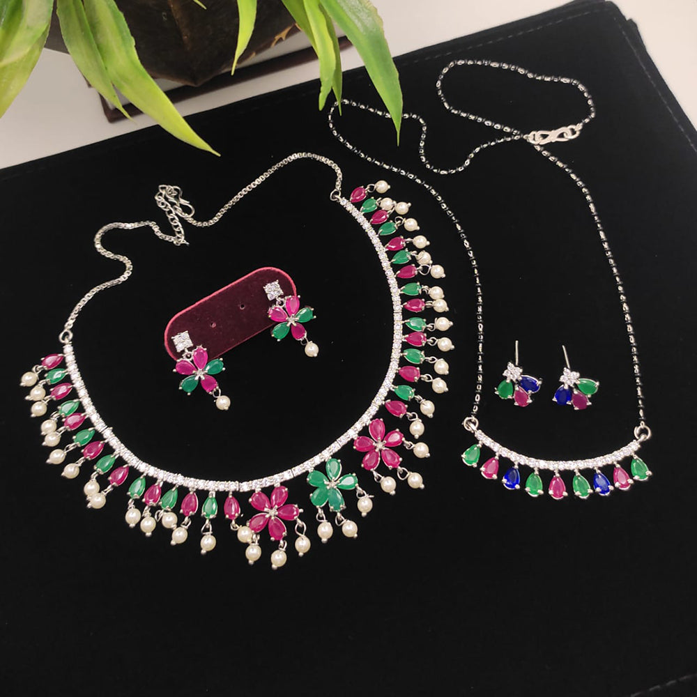 Manisha Jewellery Classic Crystal Stone And Pearl Necklace Combo Set