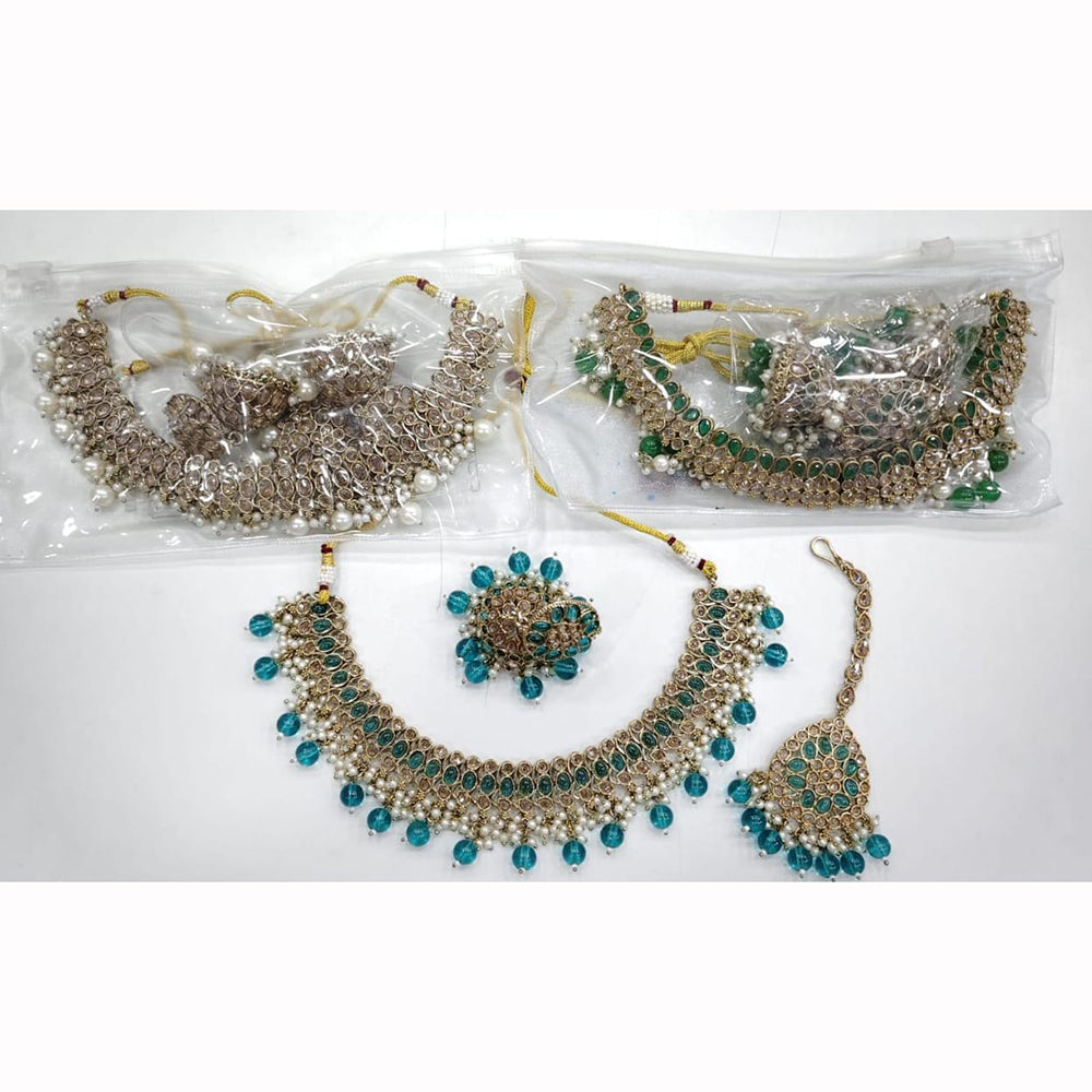 Manisha Jewellery Royal Glam Crystal Stone And Pearl Necklace Set