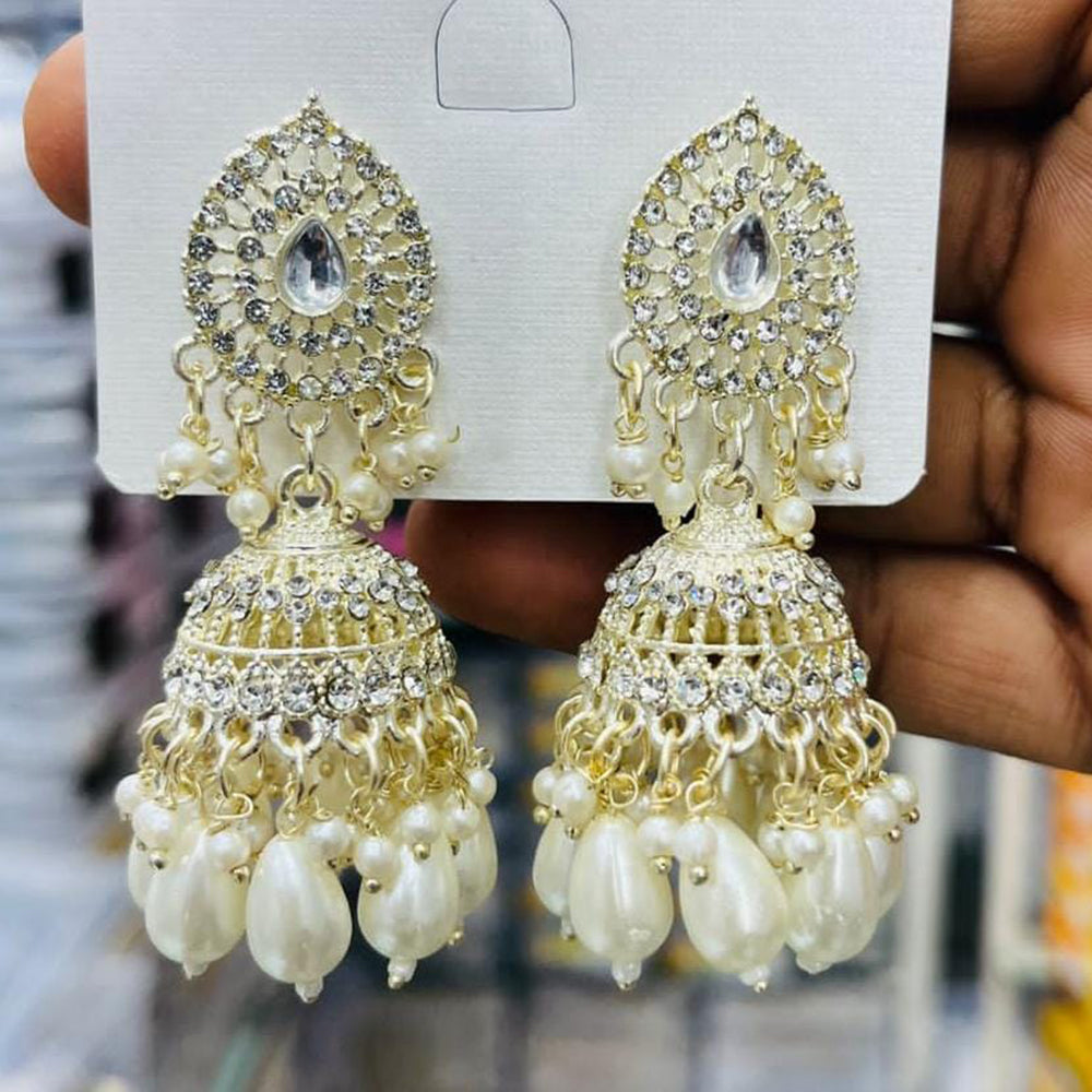 Manisha Jewellery Antique Finish Austrian Stone Pearl Jhumki Earrings