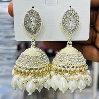 Manisha Jewellery Antique Finish Austrian Stone Pearl Jhumki Earrings