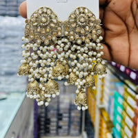Manisha Jewellery Antique Finish Crystal Stone Pearl Jhumki Earrings