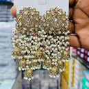 Manisha Jewellery Antique Finish Crystal Stone Pearl Jhumki Earrings