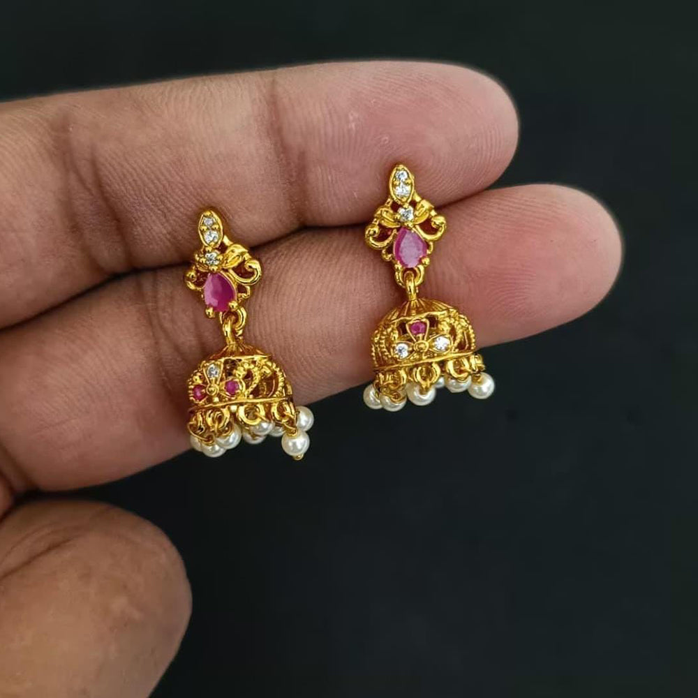Manisha Jewellery Antique Finish Austrian Stone Pearl Jhumki Earrings