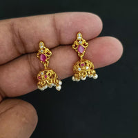 Manisha Jewellery Antique Finish Austrian Stone Pearl Jhumki Earrings