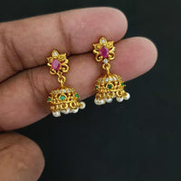 Manisha Jewellery Antique Finish Austrian Stone Pearl Jhumki Earrings