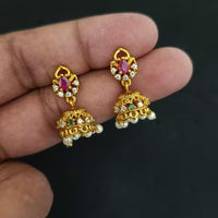 Manisha Jewellery Antique Finish Austrian Stone Pearl Jhumki Earrings
