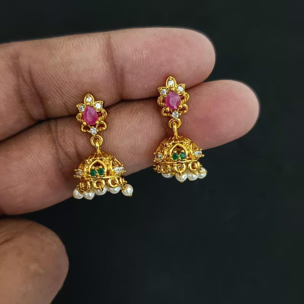 Manisha Jewellery Antique Finish Austrian Stone Pearl Jhumki Earrings