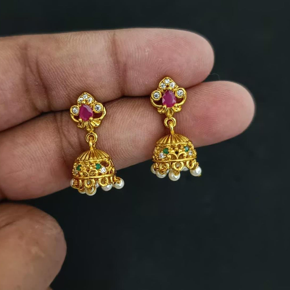 Manisha Jewellery Antique Finish Austrian Stone Pearl Jhumki Earrings
