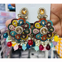 Manisha Jewellery Trendy Crystal Stone And Multicolor Pearl Hanging Earrings