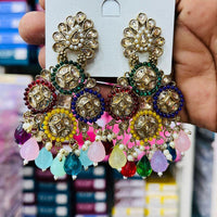 Manisha Jewellery Trendy Crystal Stone And Multicolor Pearl Hanging Earrings