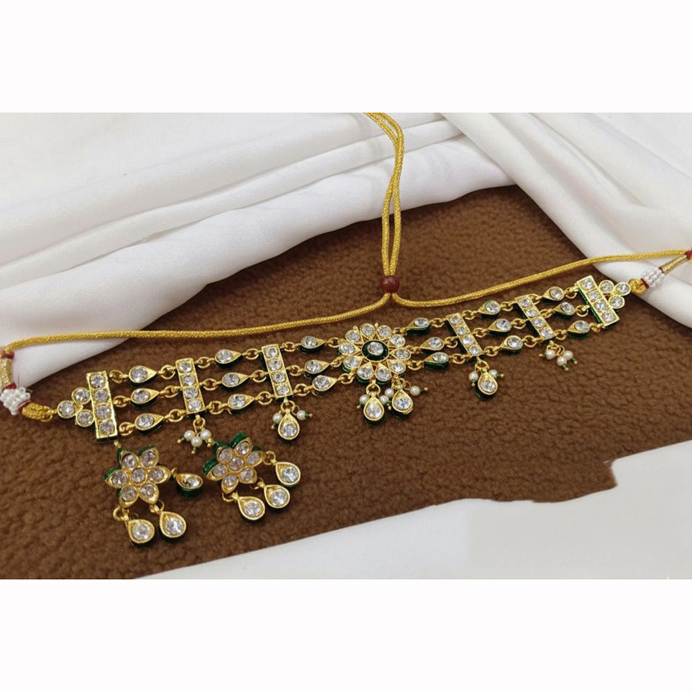 Manisha Jewellery Premium Austrian Stone And Pearl Choker Necklace Set