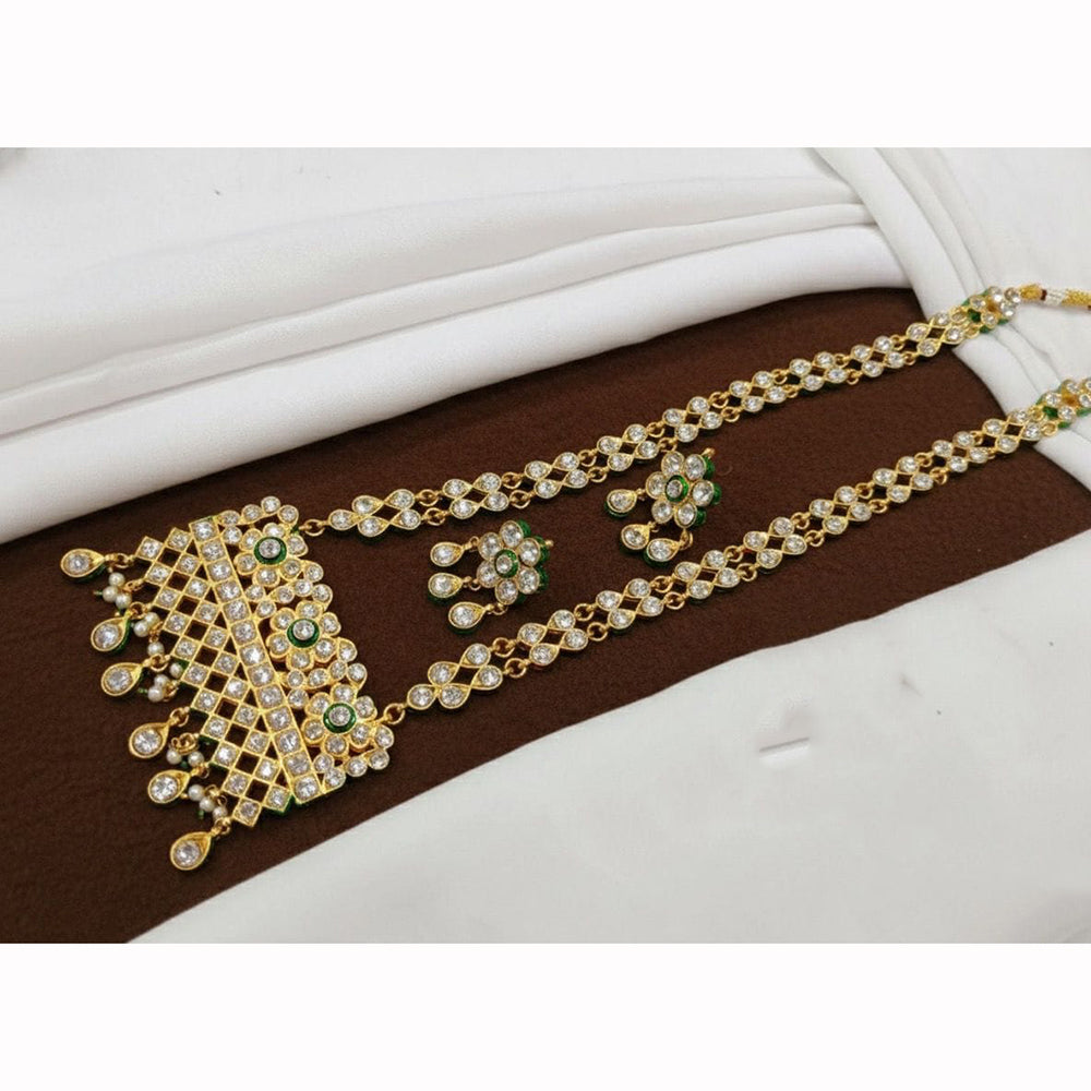 Manisha Jewellery Premium Austrian Stone And Pearl Long Necklace Set