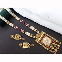 Manisha Jewellery Premium Pota Stone And Pearl Long Necklace Set