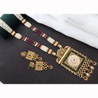 Manisha Jewellery Premium Pota Stone And Pearl Long Necklace Set