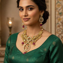 Manisha Jewellery Premium Pota Stone And Pearl Necklace Set