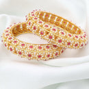 Manisha Jewellery Premium Pota Stone And Pearl Bangles Set 