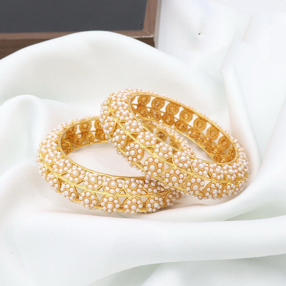 Manisha Jewellery Premium White Color Pearl Bangles Set 
