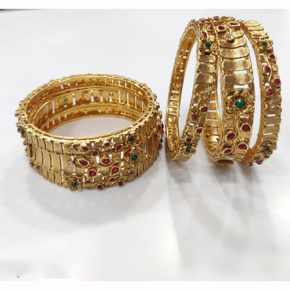 Manisha Jewellery Premium Pota Stone And Pearl Bangles Set