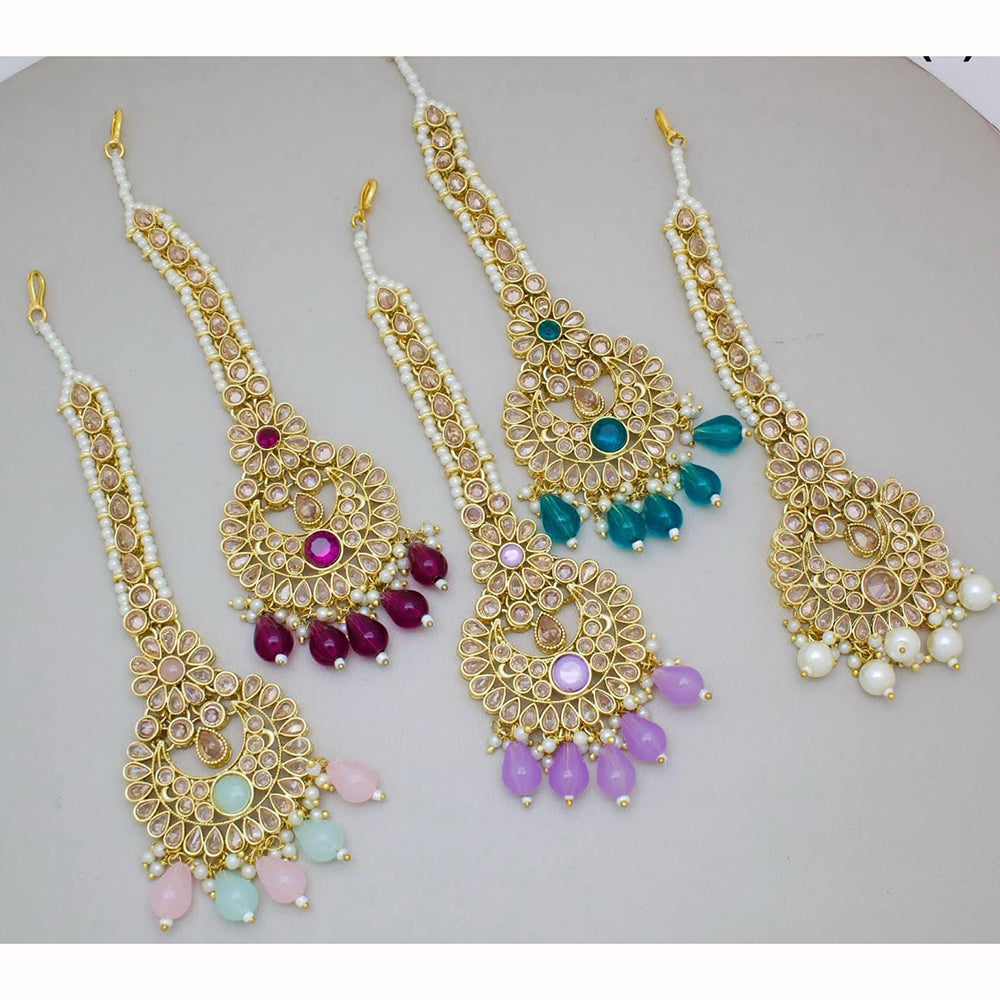 Manisha Jewellery Classic Crystal Stone And Pearl Maangtikka