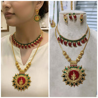 Manisha Jewellery Designer Pota Stone And Meenakari Twin Necklace Set