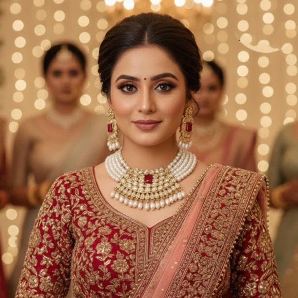 Manisha Jewellery Premium Crystal Stone And Pearl Necklace Set