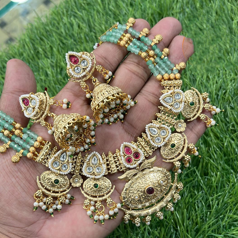 Manisha Jewellery Royal Look Pota Stone Pearl And Beads Necklace Set