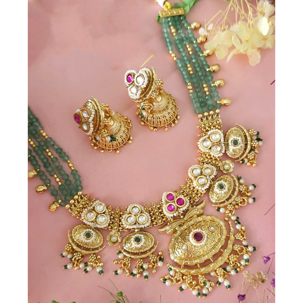 Manisha Jewellery Royal Look Pota Stone Pearl And Beads Necklace Set