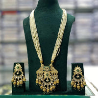Manisha Jewellery Traditional Pota Stone And Pearl Meenakari Long Necklace Set
