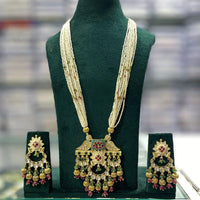 Manisha Jewellery Traditional Pota Stone And Pearl Meenakari Long Necklace Set