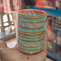 Manisha Jewellwey Luxury Austrian Stone And Velvet Bangles Set